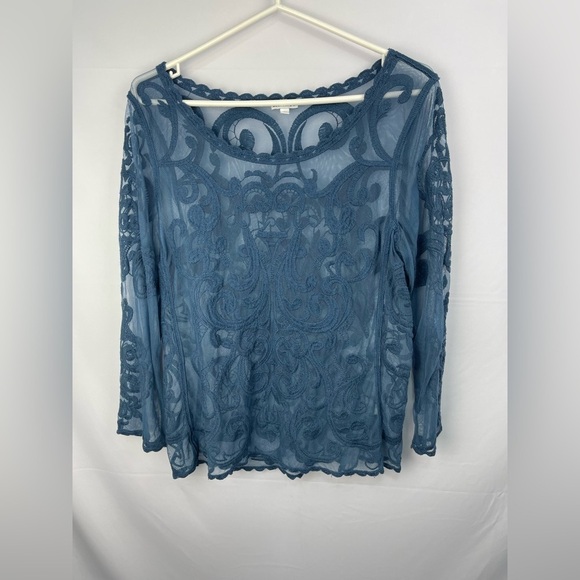 Express Embroidered lace long sleeve scoop neck blouse Women’s size M - Picture 8 of 14